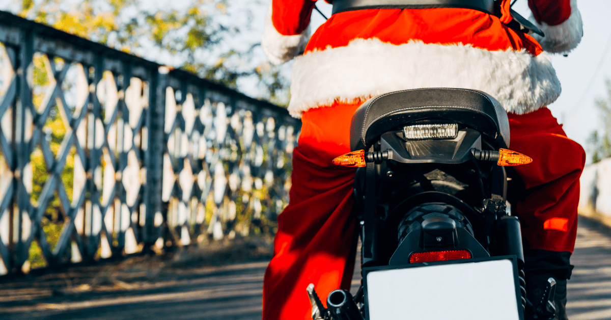 Photo of Santa on motorcycle