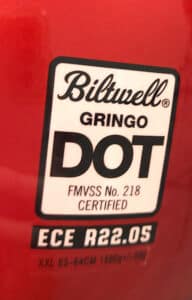 Biltwell Gringo helmet showing DOT-certification