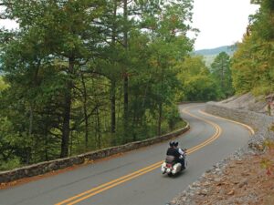 Motorcycle on the Pig Trail in the Ozark Mountains, AR