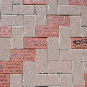 Bricks commemorate the fallen firefighters at America's Fallen Firefighter Memorial in Ogden UT