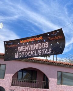 Banner welcoming motorcyclists to the Rocky Point Rally in Mexico