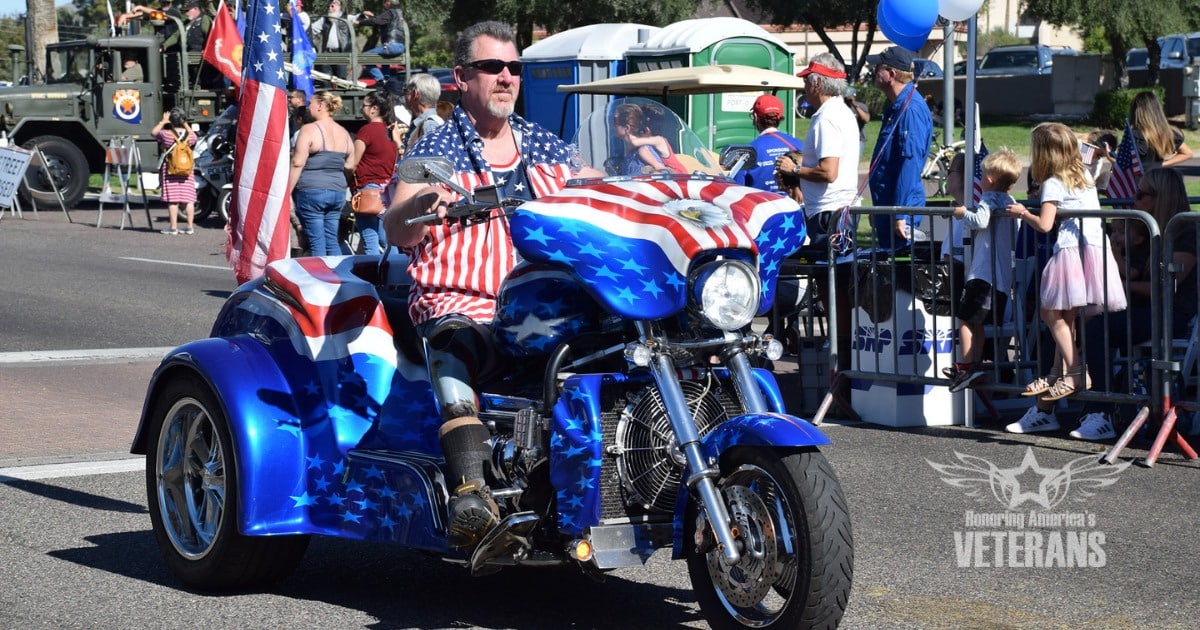 Photo of a motorcycle at the AZ Veterans Day Parade that the Law Tigers will attend.