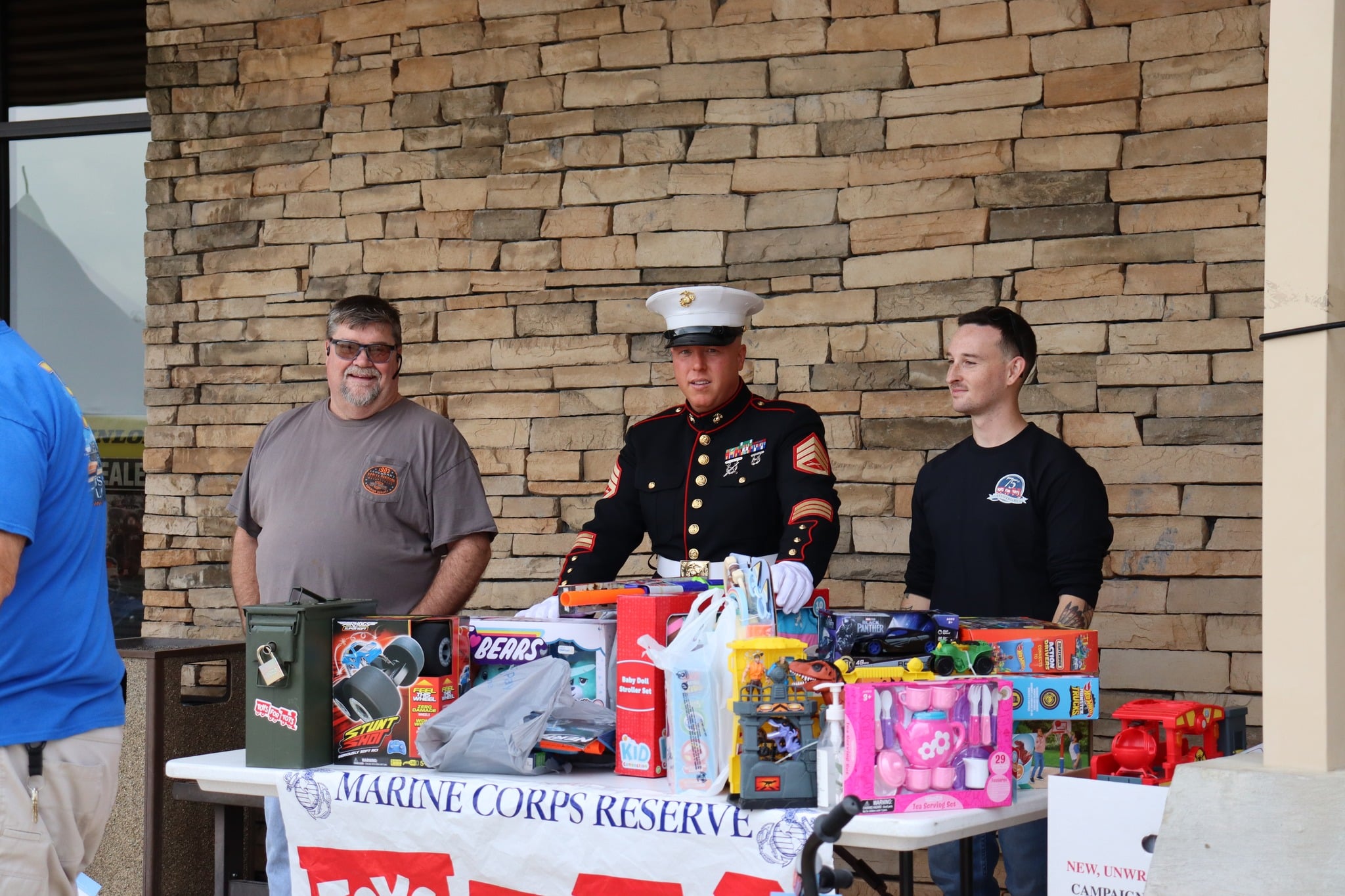 Image showing table full of toys at the NW Louisiana Toys for Tots Run Dec. 2.