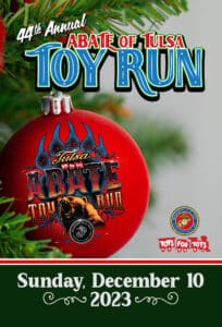 Flier for ABATE of Tulsa Toys for Tots Run Dec. 10