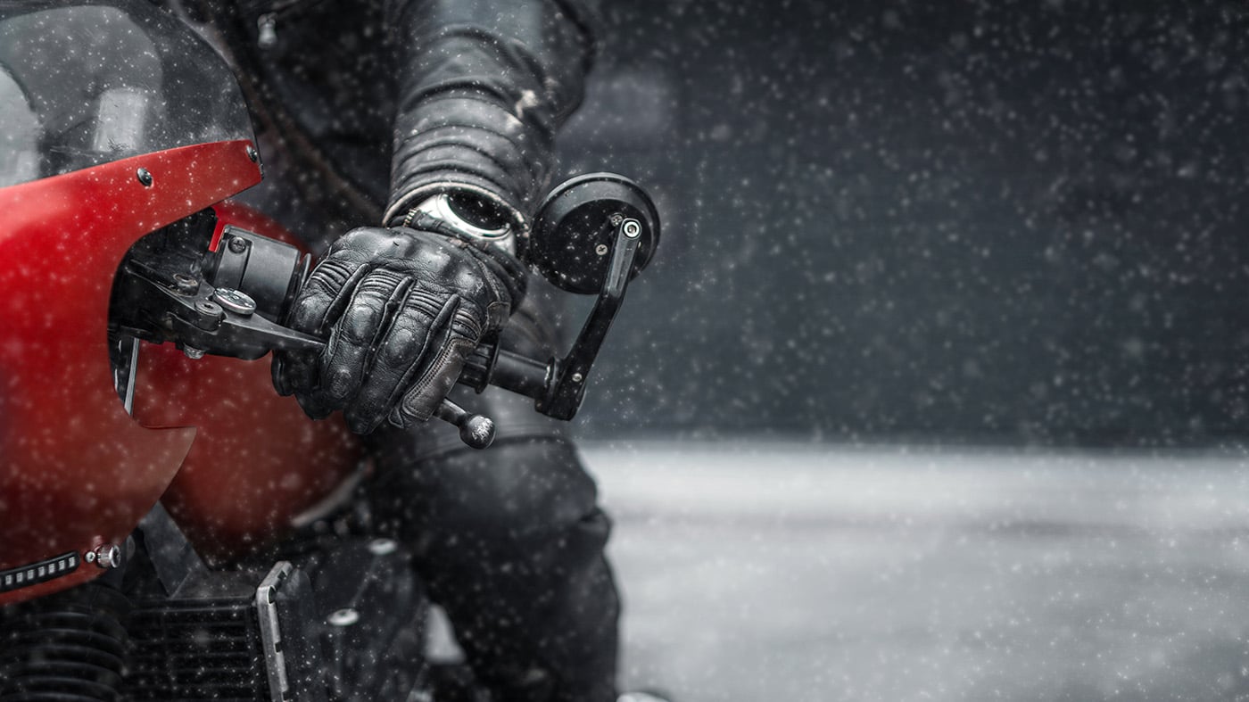 Photo of motorcycle riding in winter