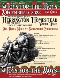 Flier for Herrington Homestead Toy Run Dec. 9 2023