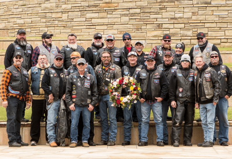 Group photo of veterans at memorial ride to remember in oklahoma