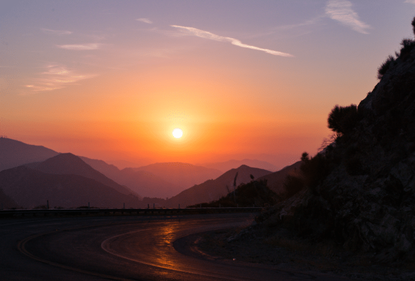 Angeles crest highway at sunset